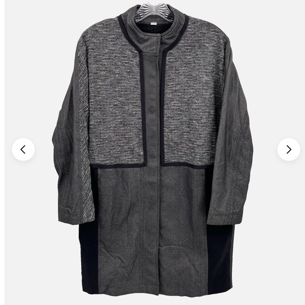 Lululemon black/grey layered, button up, light jacket.Size M.Like new condition.